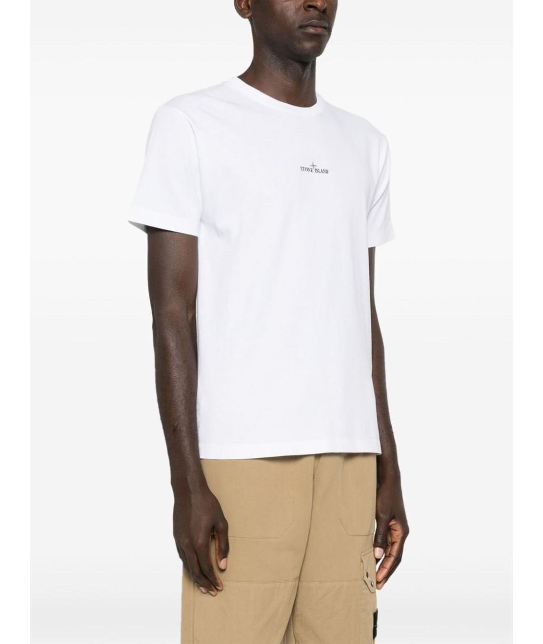 STONE ISLAND Белая хлопковая футболка, фото 2