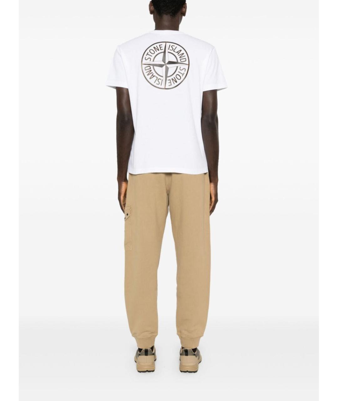 STONE ISLAND Белая хлопковая футболка, фото 5