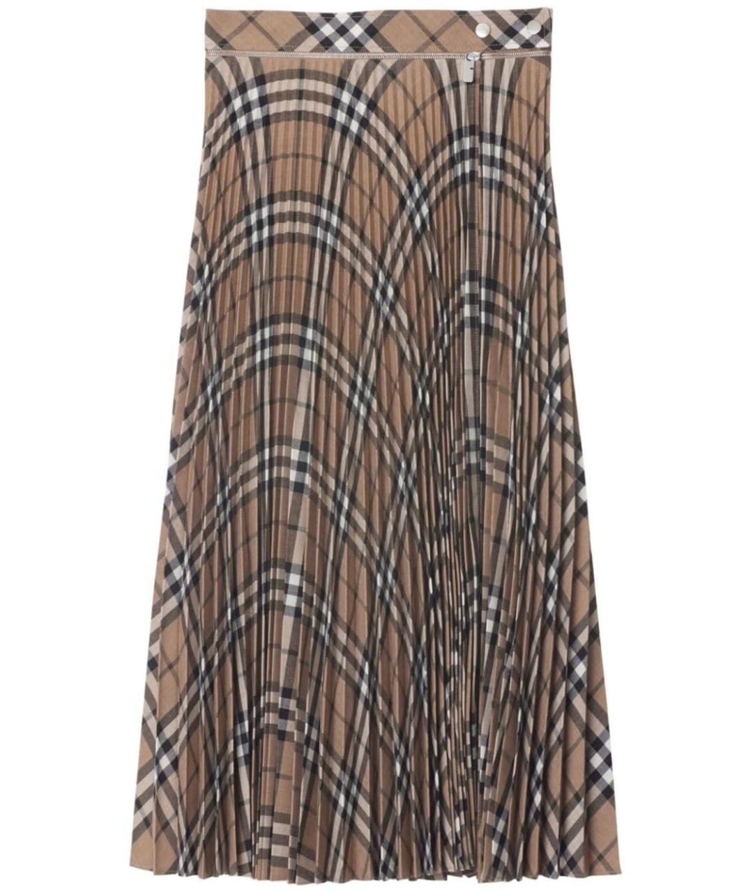 BURBERRY Бежевая шерстяная юбка миди, фото 1