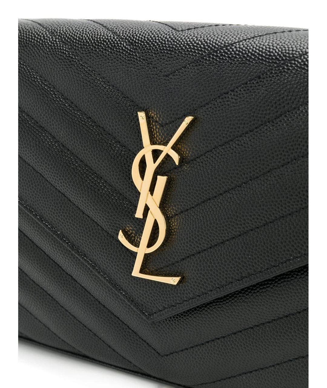 SAINT LAURENT Черная кожаная сумка через плечо, фото 4
