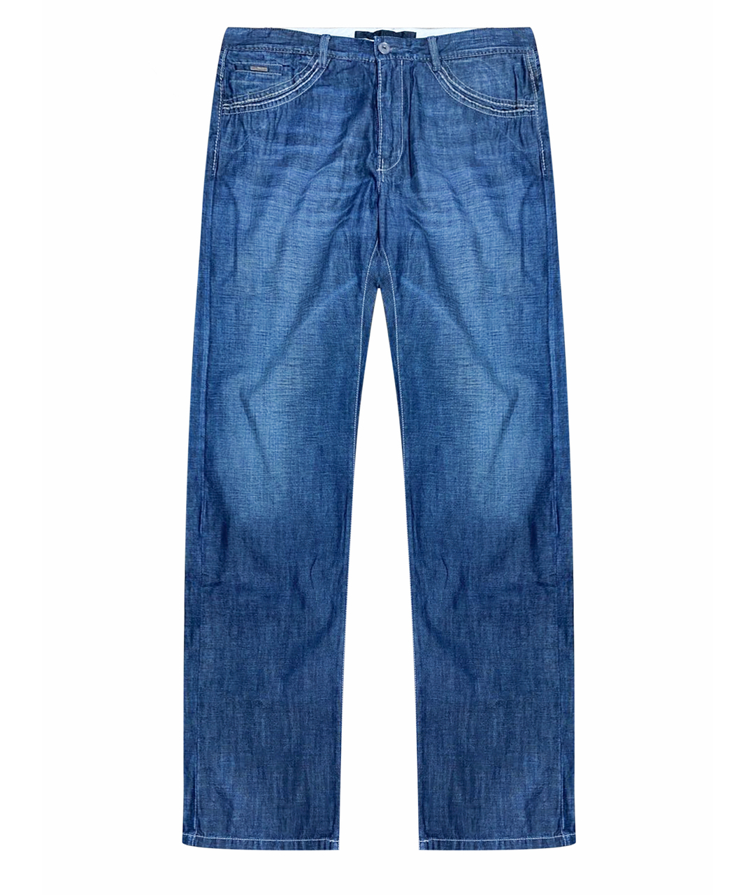 CORTIGIANI Темно-синие хлопковые прямые джинсы, фото 1