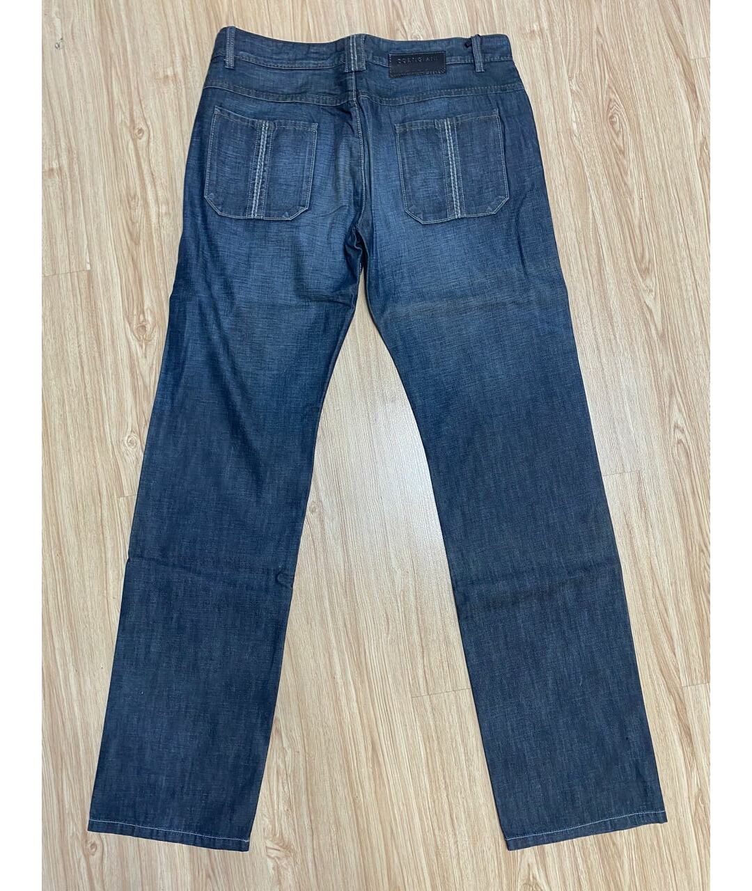 CORTIGIANI Темно-синие хлопковые прямые джинсы, фото 2