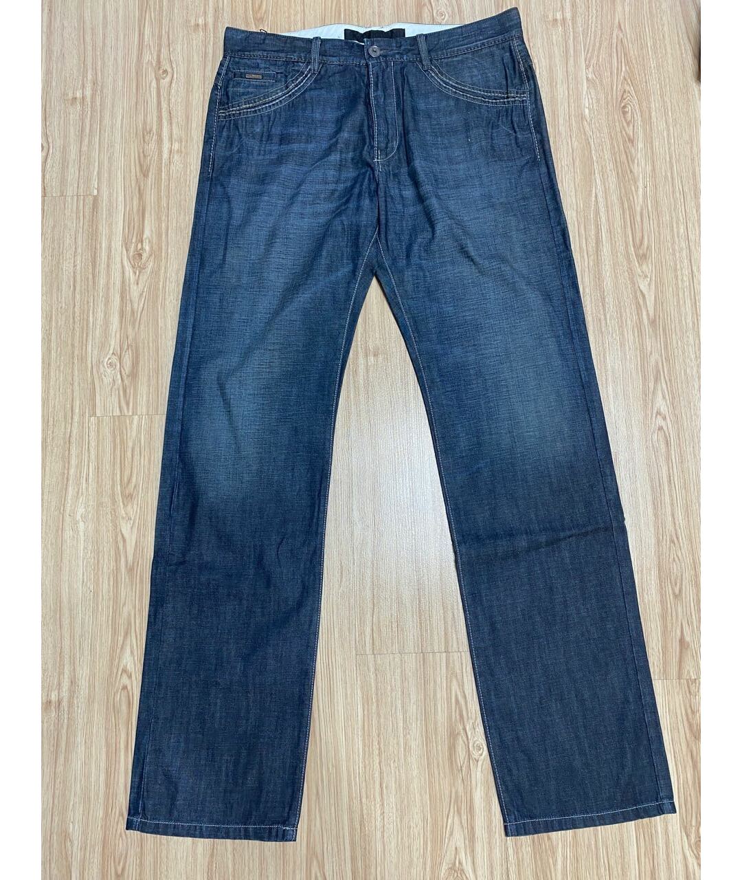 CORTIGIANI Темно-синие хлопковые прямые джинсы, фото 6