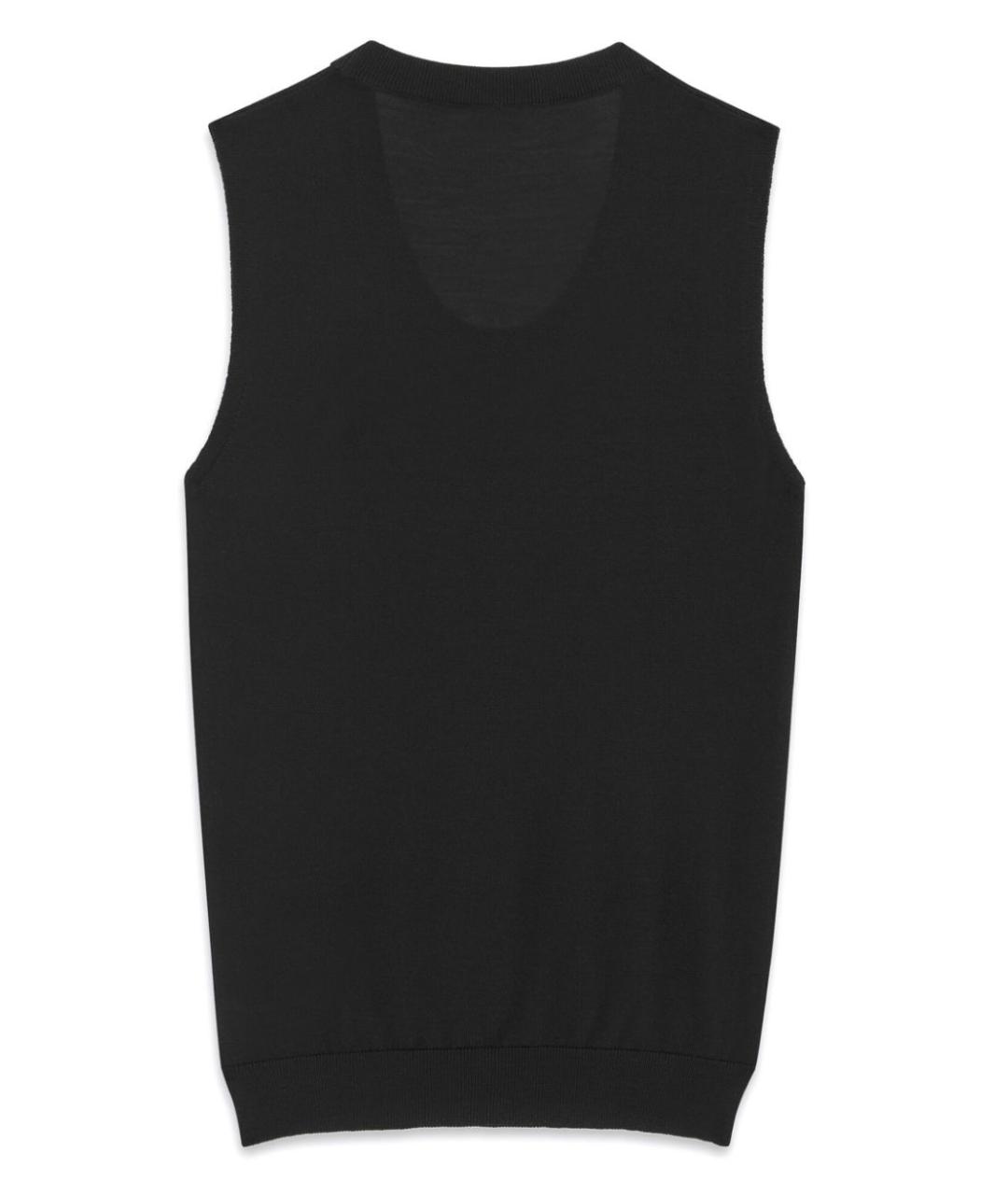 SAINT LAURENT Черная хлопковая майка, фото 2