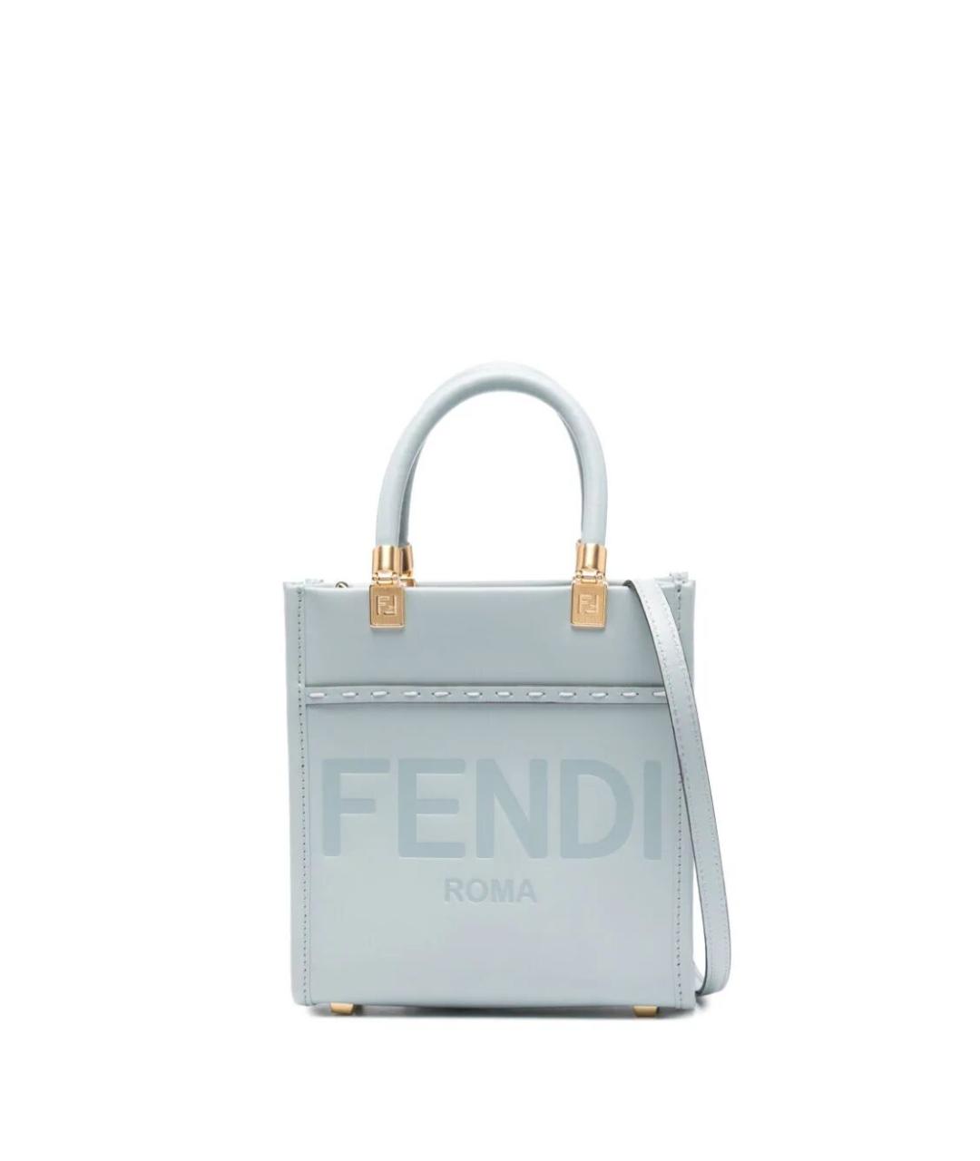 FENDI Голубая кожаная сумка тоут, фото 1