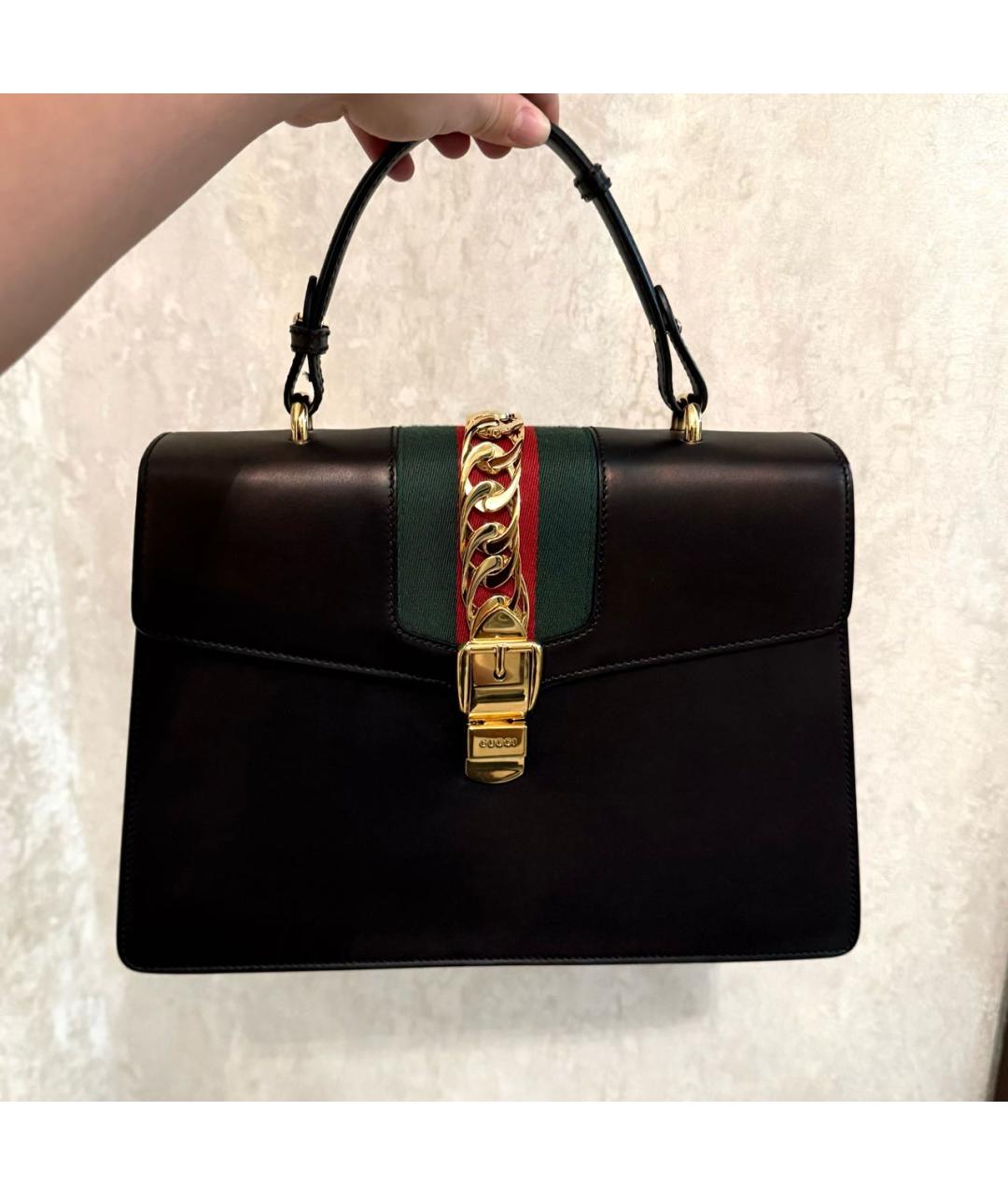 GUCCI Черная кожаная сумка через плечо, фото 5