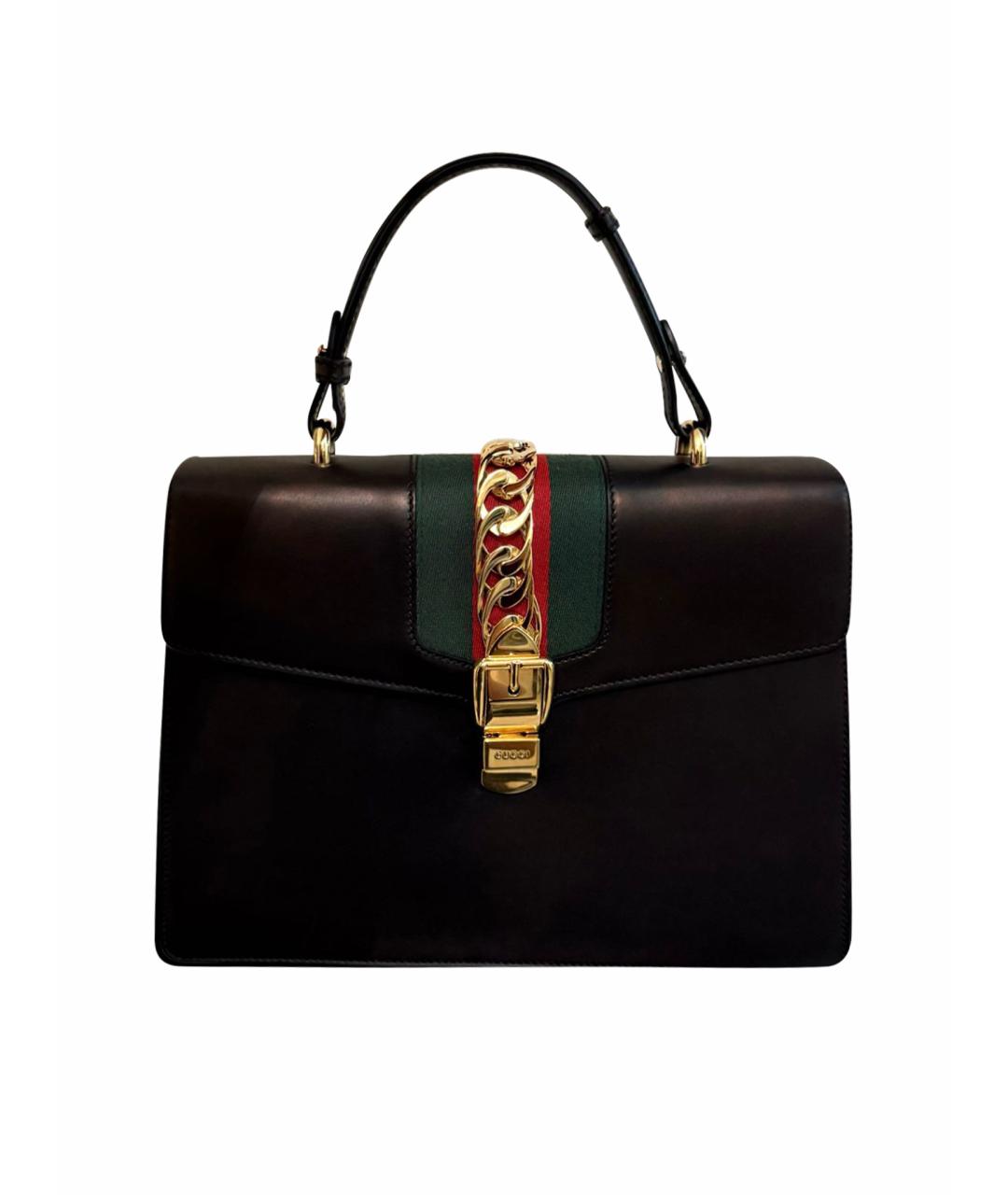 GUCCI Черная кожаная сумка через плечо, фото 1