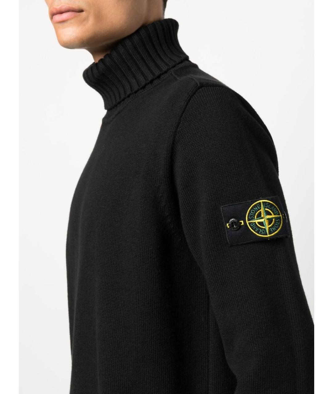 STONE ISLAND Черный хлопковый джемпер / свитер, фото 2