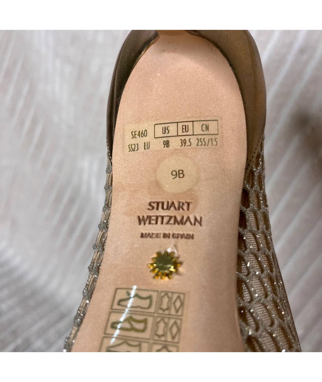 STUART WEITZMAN Золотые кожаные туфли, фото 4