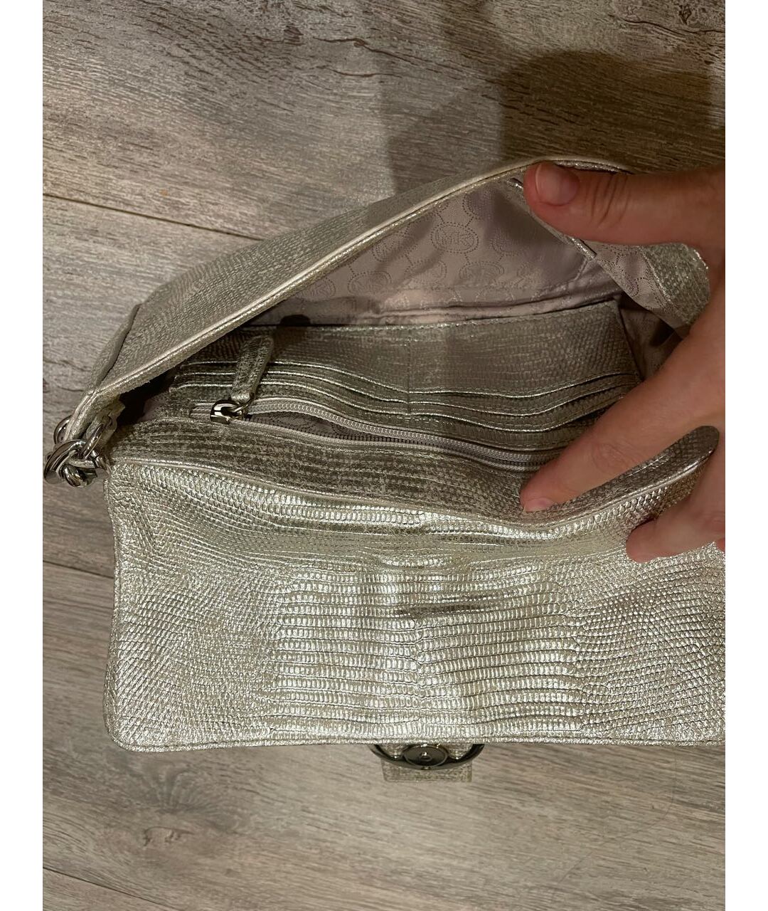 MICHAEL KORS Серебряная кожаная сумка тоут, фото 4