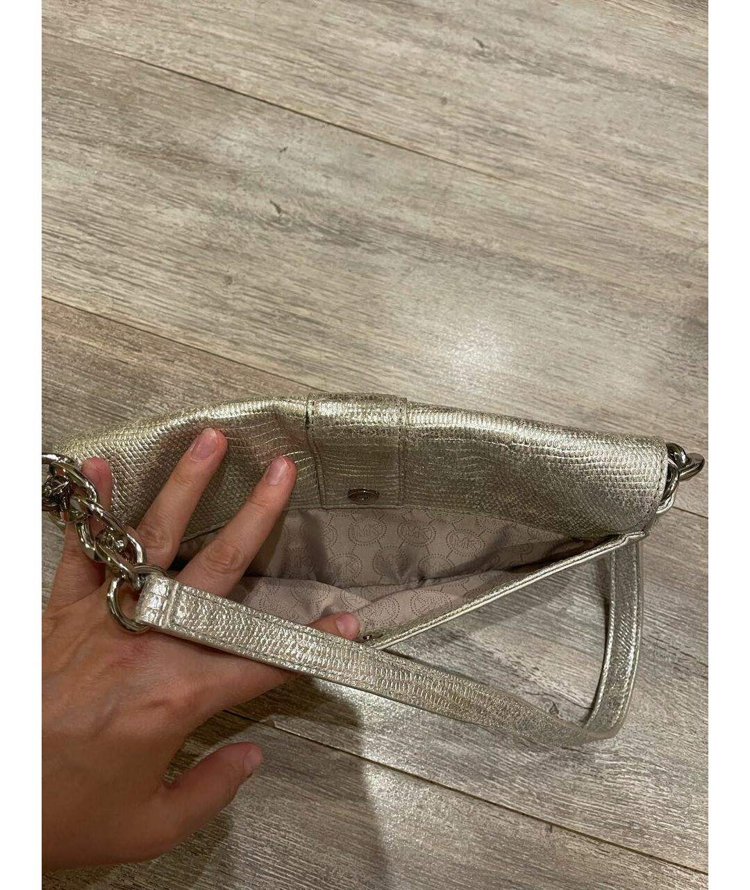 MICHAEL KORS Серебряная кожаная сумка тоут, фото 5