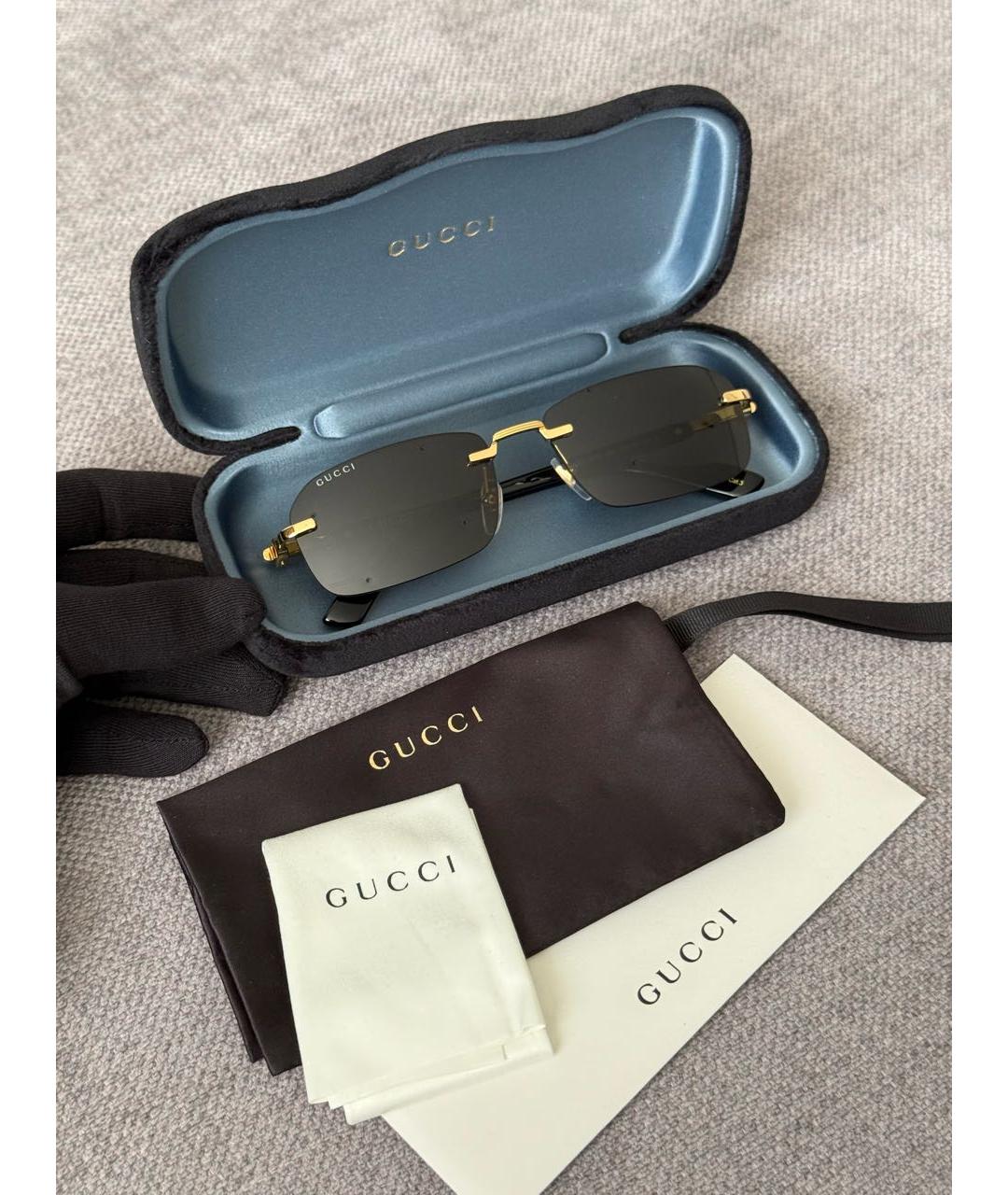 GUCCI Черные металлические солнцезащитные очки, фото 2