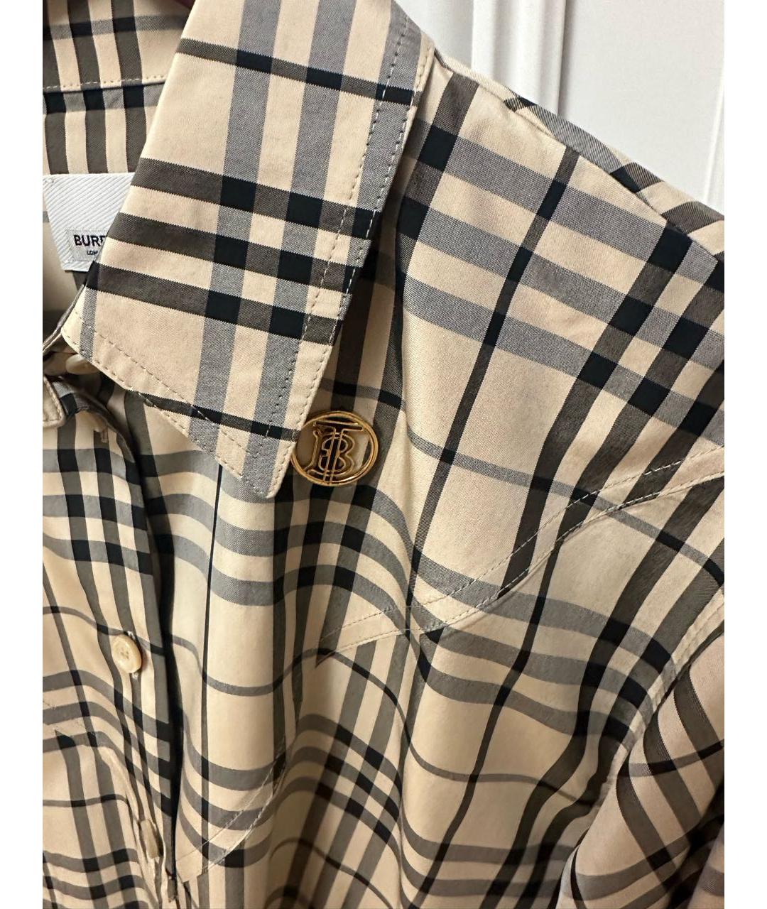 BURBERRY Бежевая шелковая рубашка, фото 3