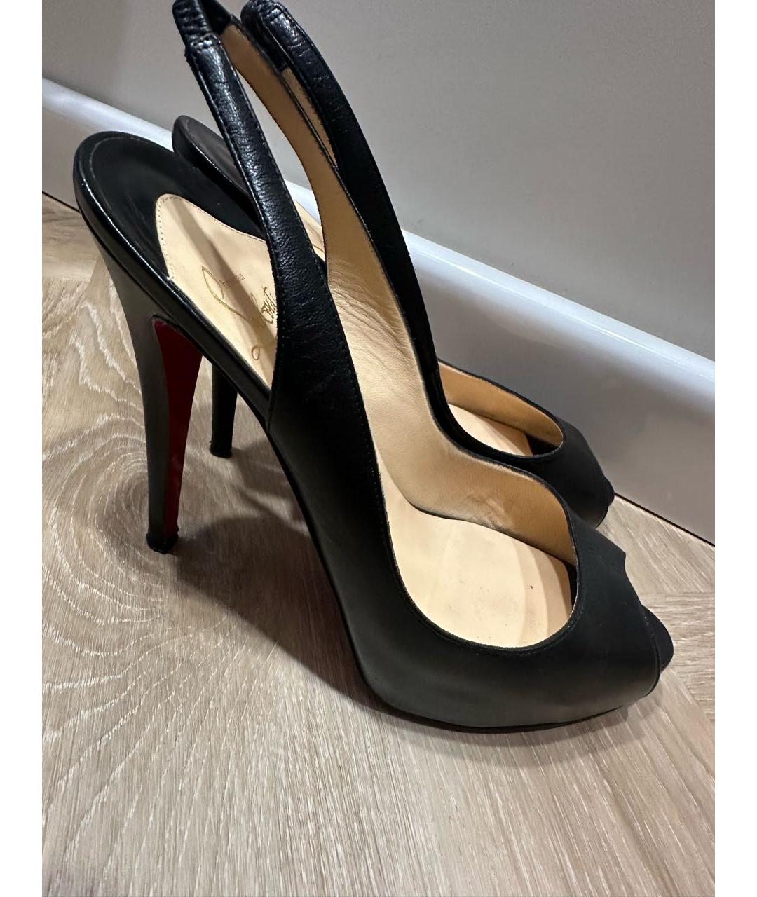 CHRISTIAN LOUBOUTIN Черные кожаные босоножки, фото 7