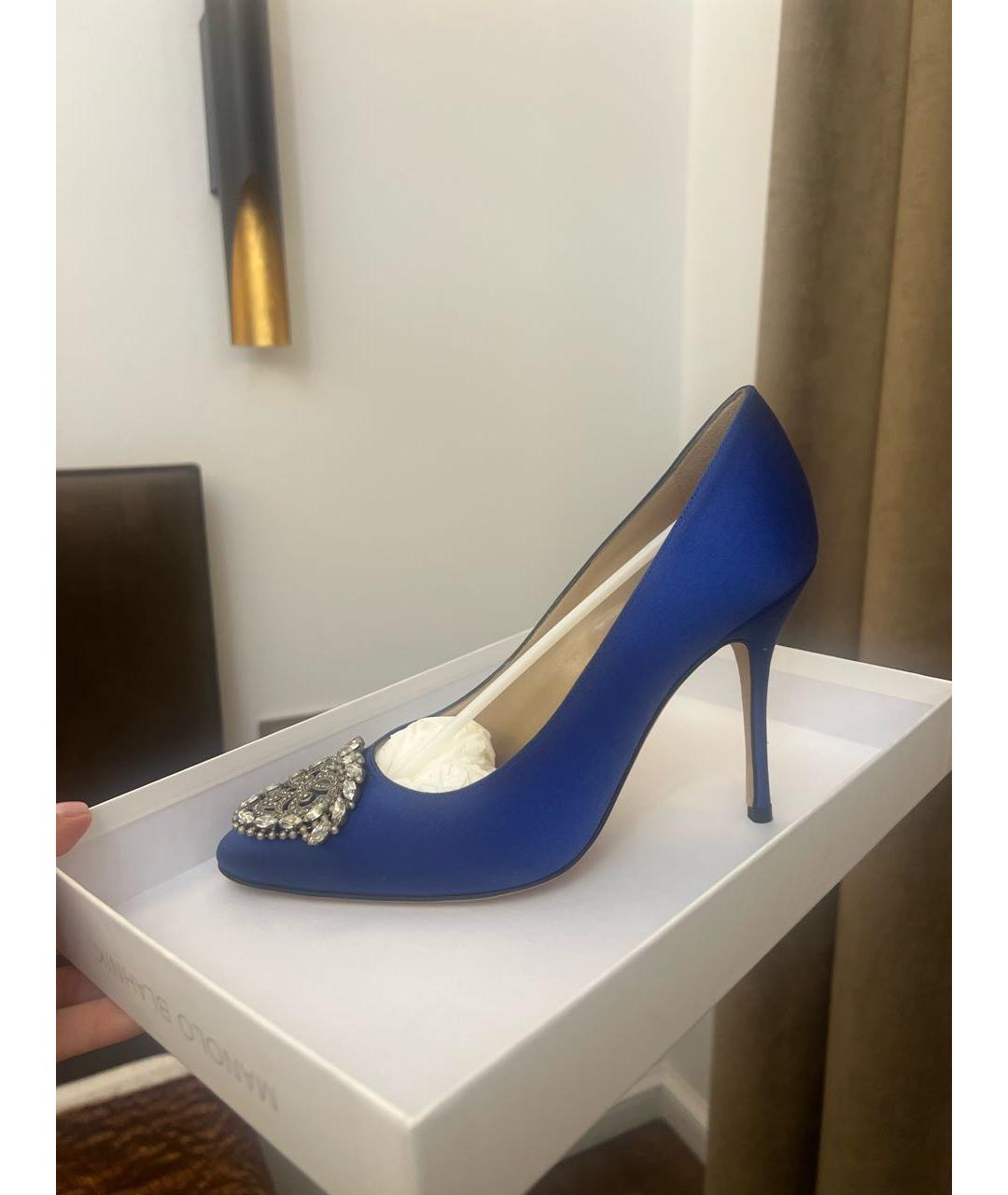 MANOLO BLAHNIK Синие текстильные туфли, фото 5