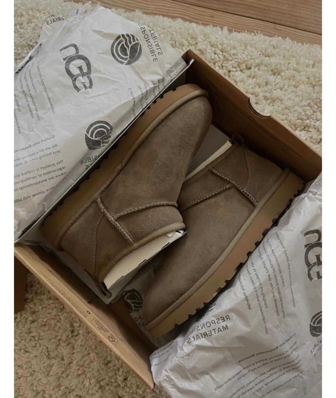 UGG AUSTRALIA Бежевые замшевые полусапоги, фото 3