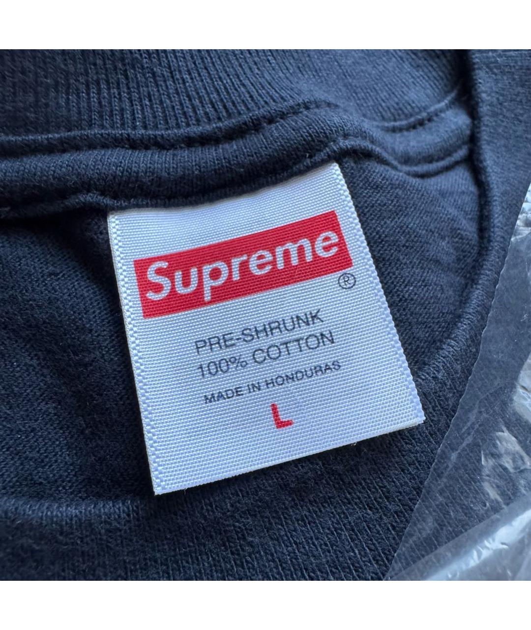 SUPREME Темно-синяя хлопковая футболка, фото 4