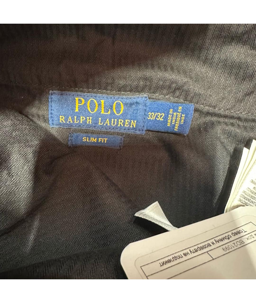 POLO RALPH LAUREN Черные хлопко-эластановые повседневные брюки, фото 6