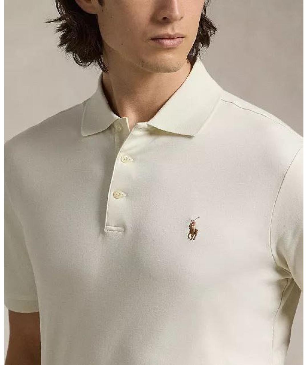 POLO RALPH LAUREN Белое хлопковое поло с коротким рукавом, фото 3