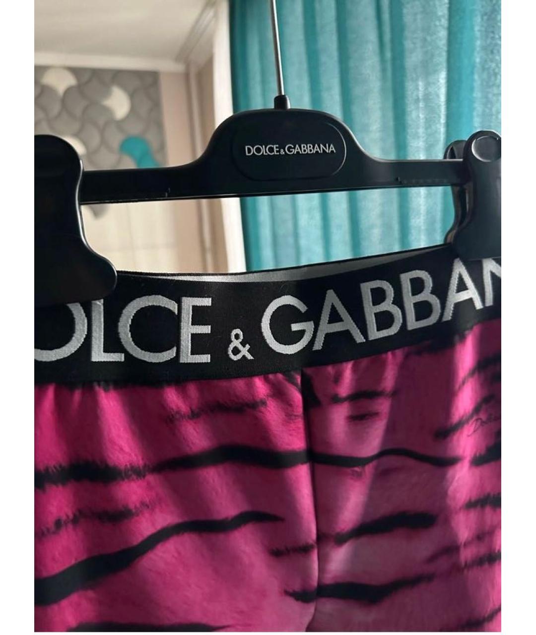 DOLCE&GABBANA Розовые полиамидовые леггинсы и велосипедки, фото 2