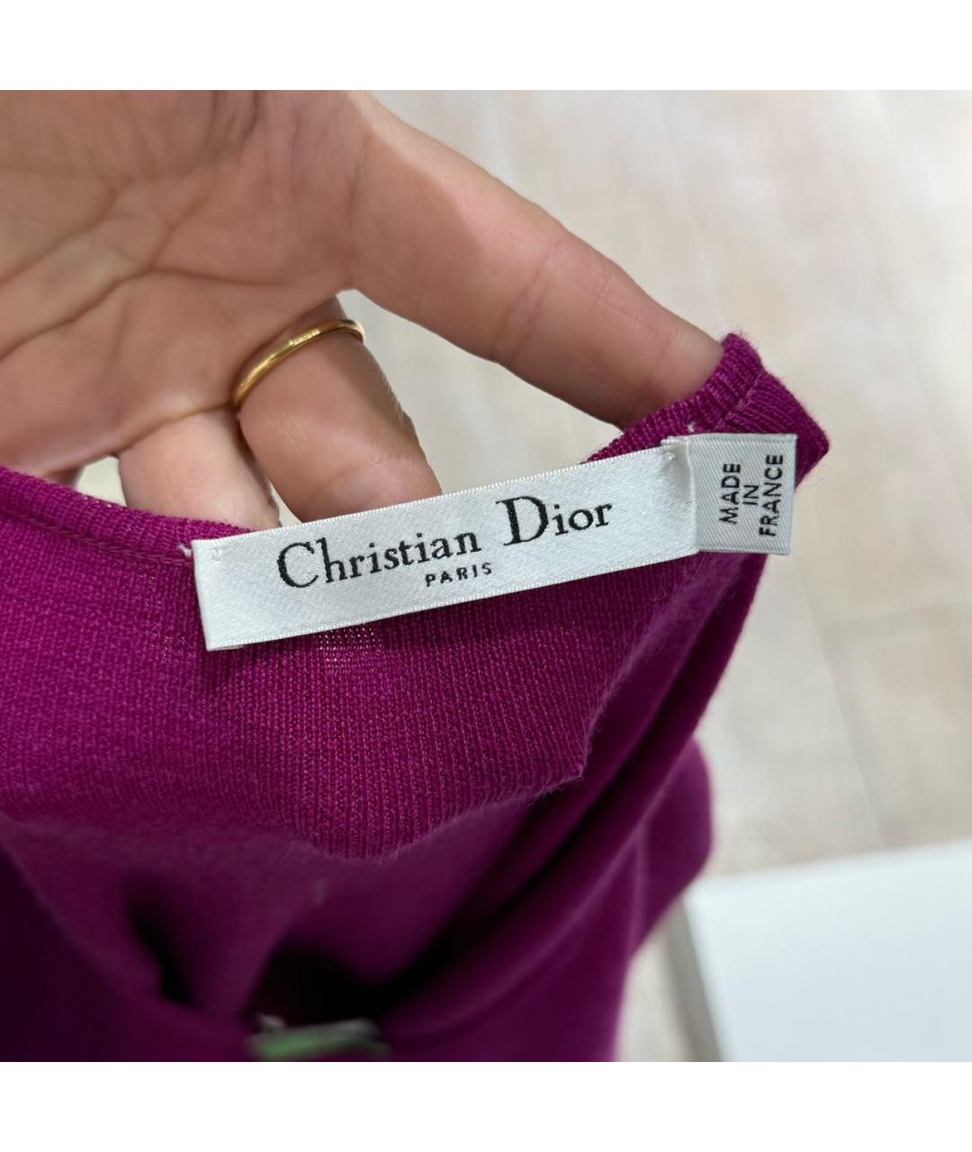 CHRISTIAN DIOR Фиолетовое шерстяное повседневное платье, фото 4