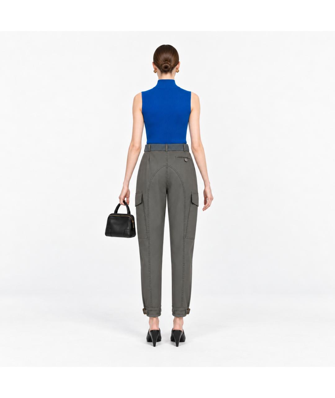STELLA MCCARTNEY Антрацитовые хлопковые брюки широкие, фото 8