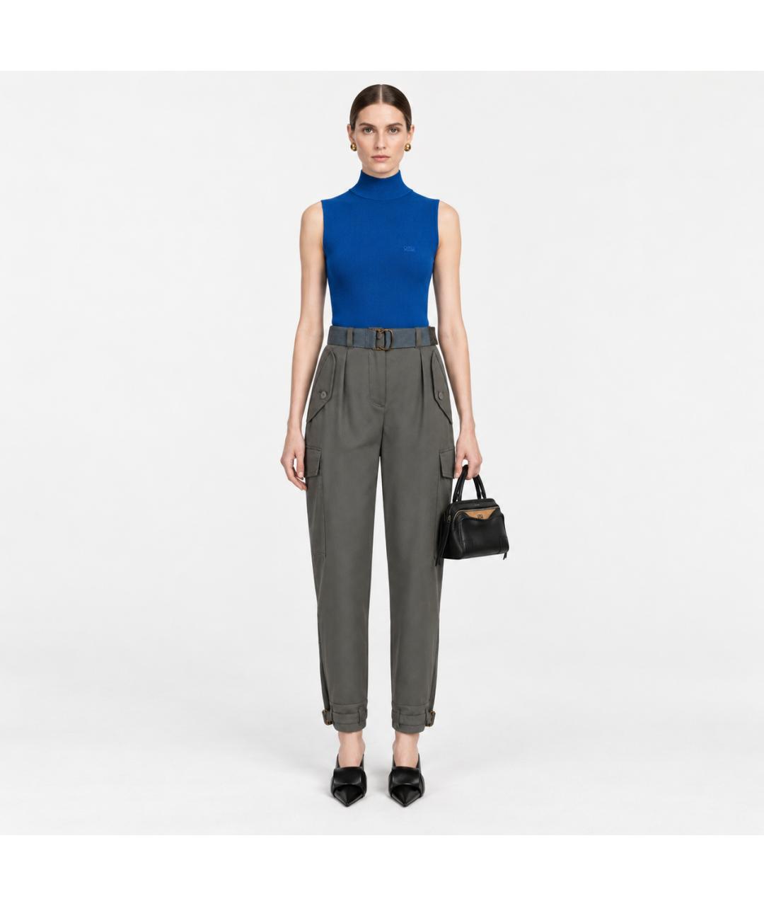 STELLA MCCARTNEY Антрацитовые хлопковые брюки широкие, фото 7