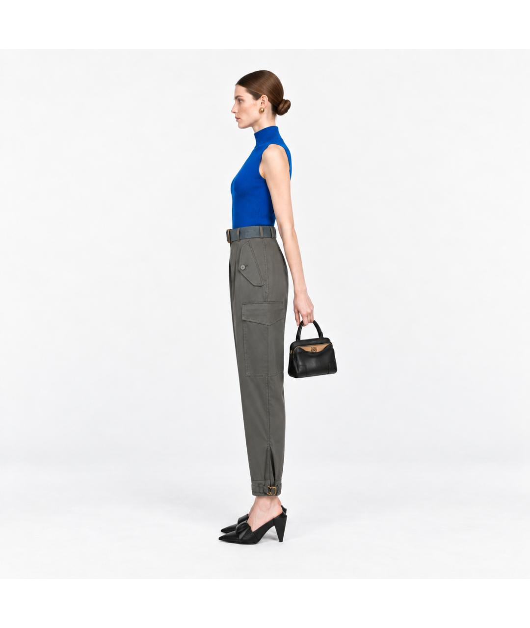 STELLA MCCARTNEY Антрацитовые хлопковые брюки широкие, фото 9