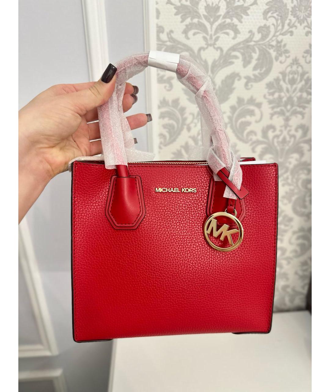 MICHAEL KORS Красная кожаная сумка с короткими ручками, фото 4