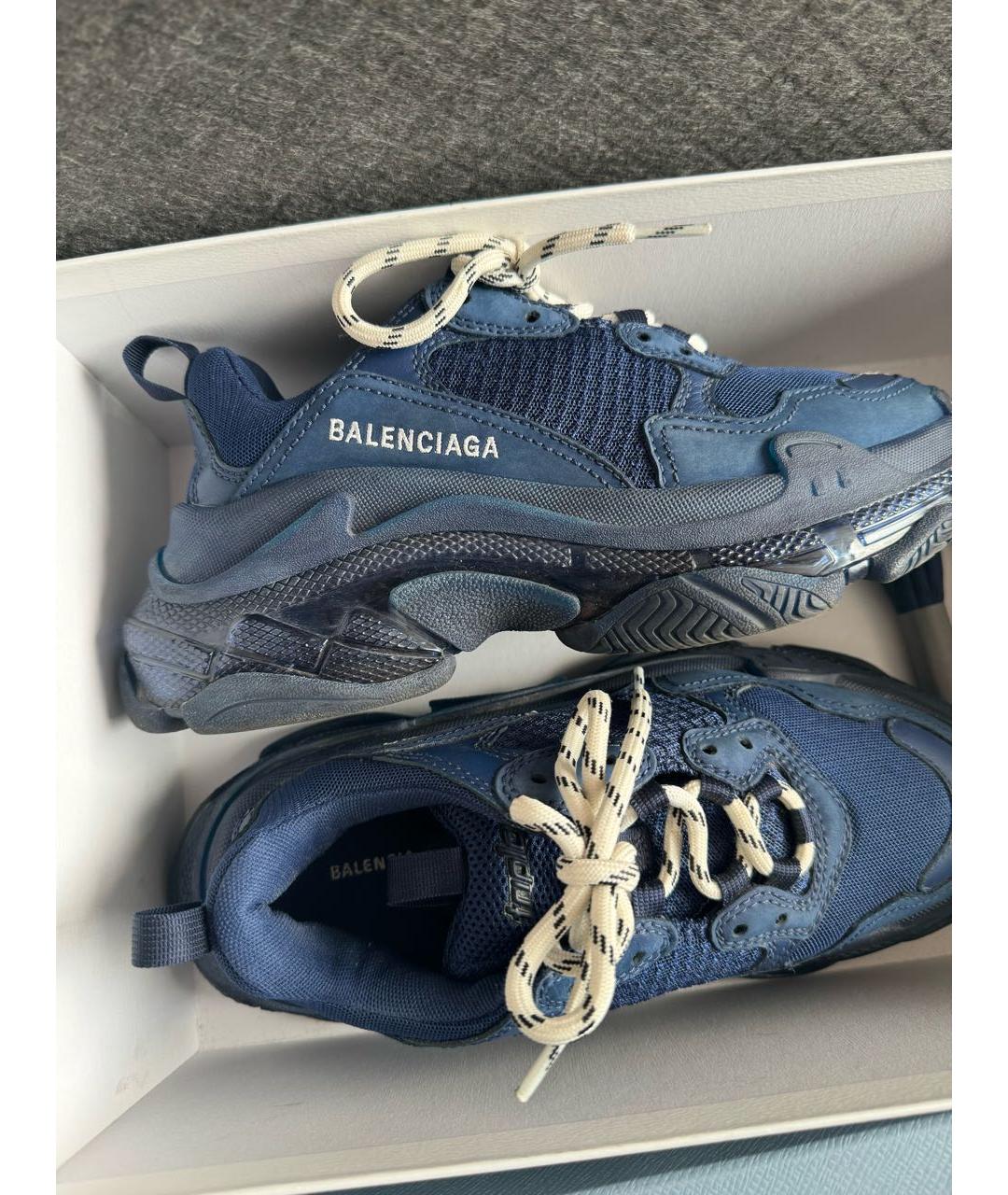 BALENCIAGA Темно-синие текстильные кроссовки, фото 2