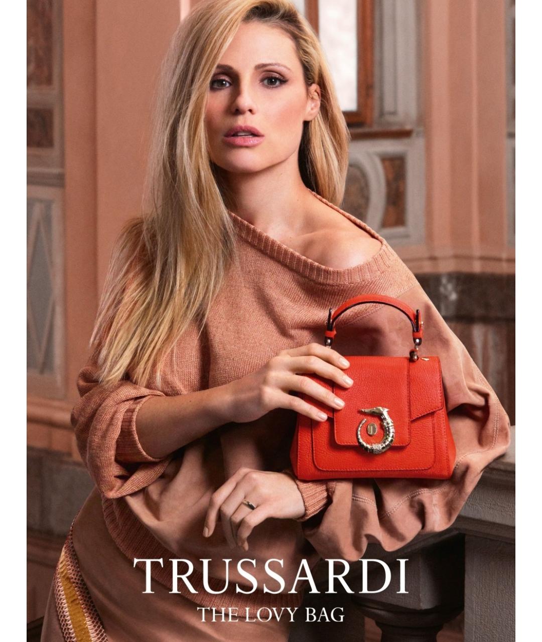 TRUSSARDI Бордовая кожаная сумка через плечо, фото 9