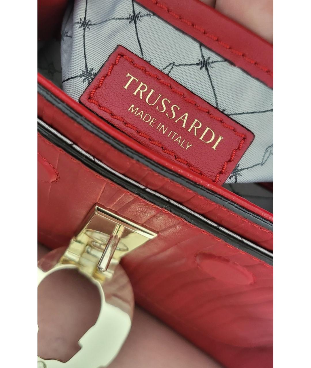 TRUSSARDI Бордовая кожаная сумка через плечо, фото 5