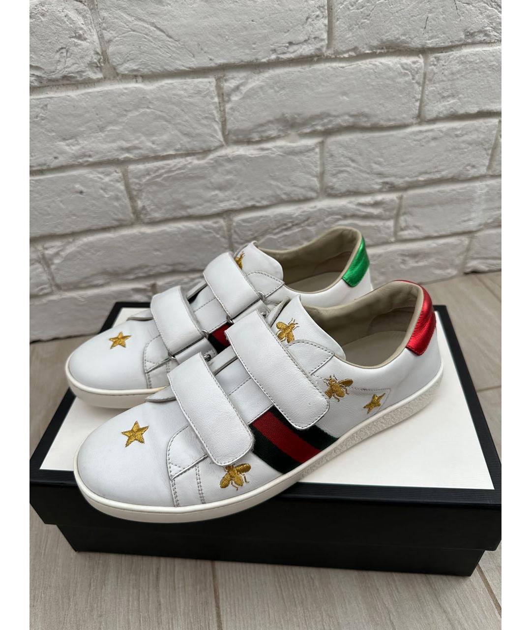 GUCCI Белые кожаные кеды, фото 2