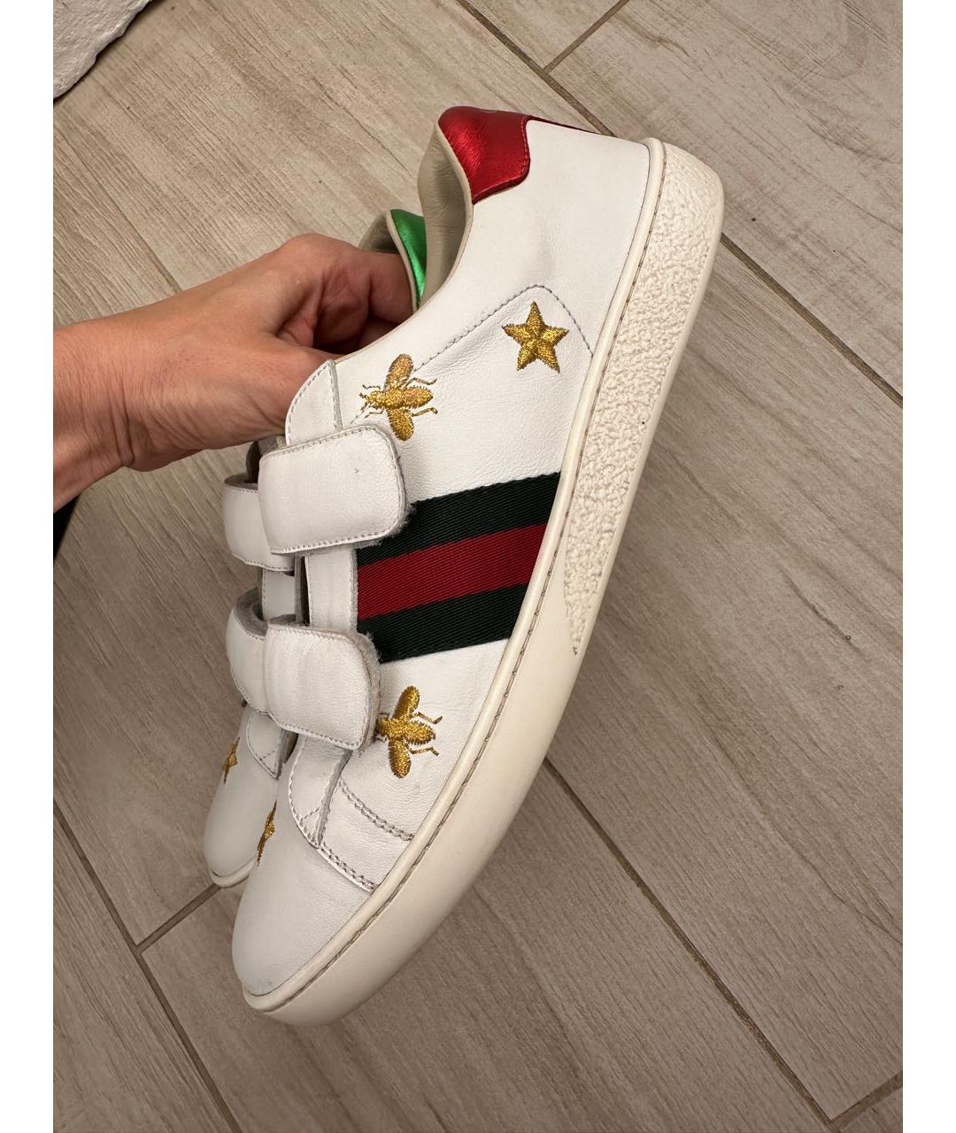 GUCCI Белые кожаные кеды, фото 3