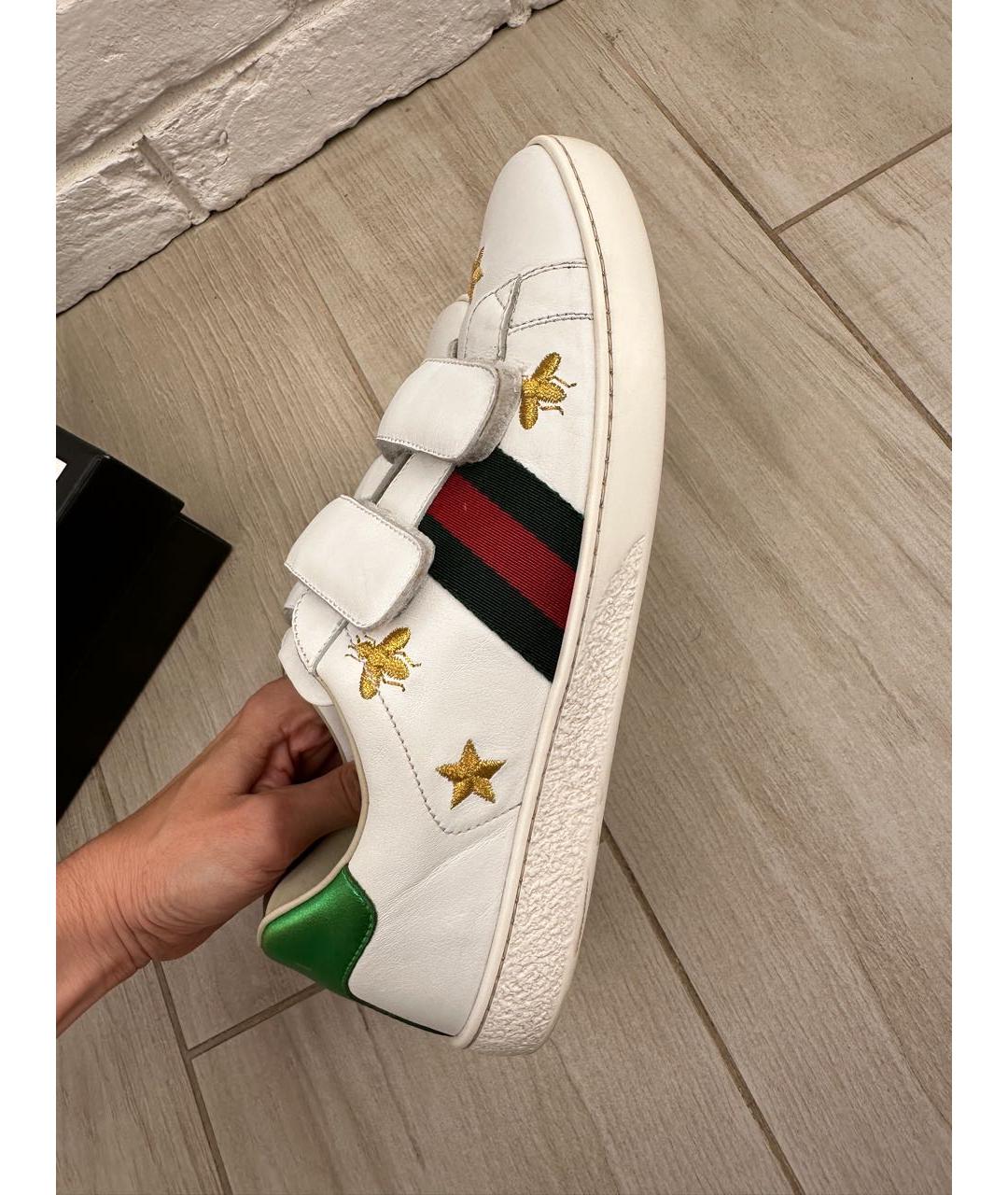 GUCCI Белые кожаные кеды, фото 9