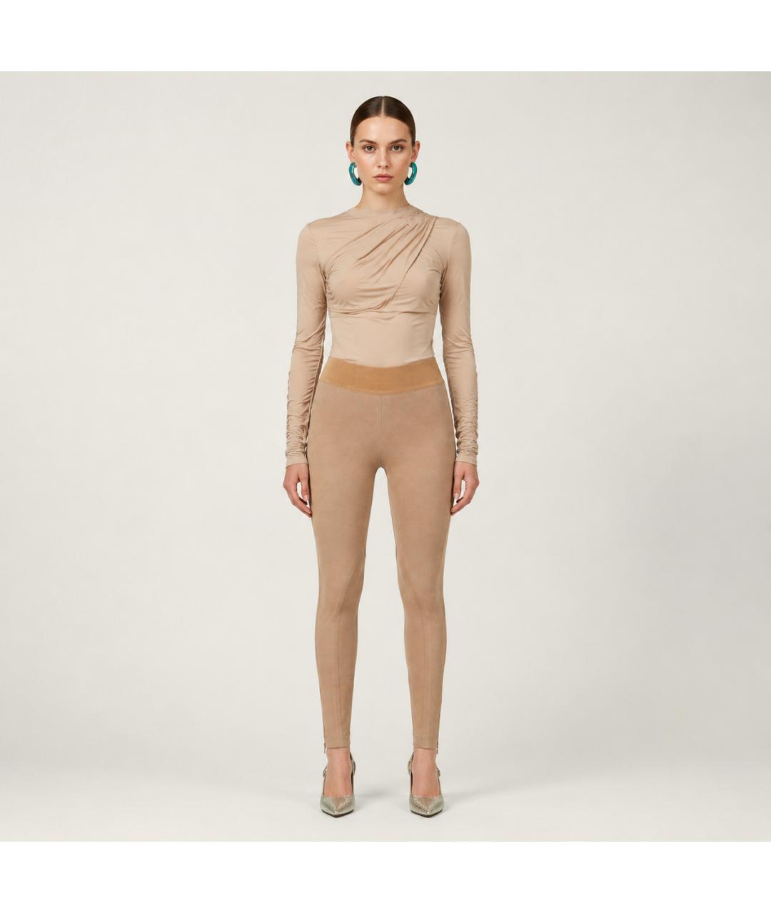 STELLA MCCARTNEY Бежевые хлопковые брюки узкие, фото 7
