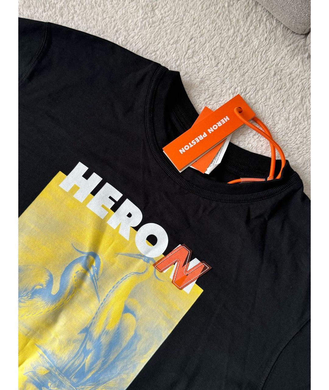 HERON PRESTON Черная хлопковая футболка, фото 3