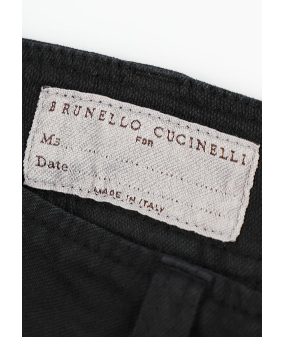 BRUNELLO CUCINELLI Черные хлопко-эластановые прямые джинсы, фото 3