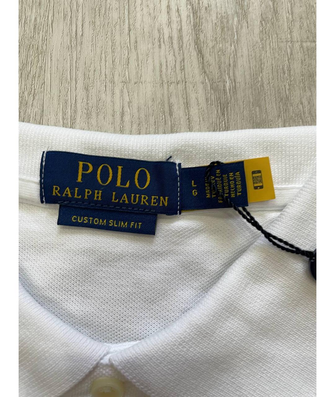 POLO RALPH LAUREN Белое хлопковое поло с коротким рукавом, фото 4