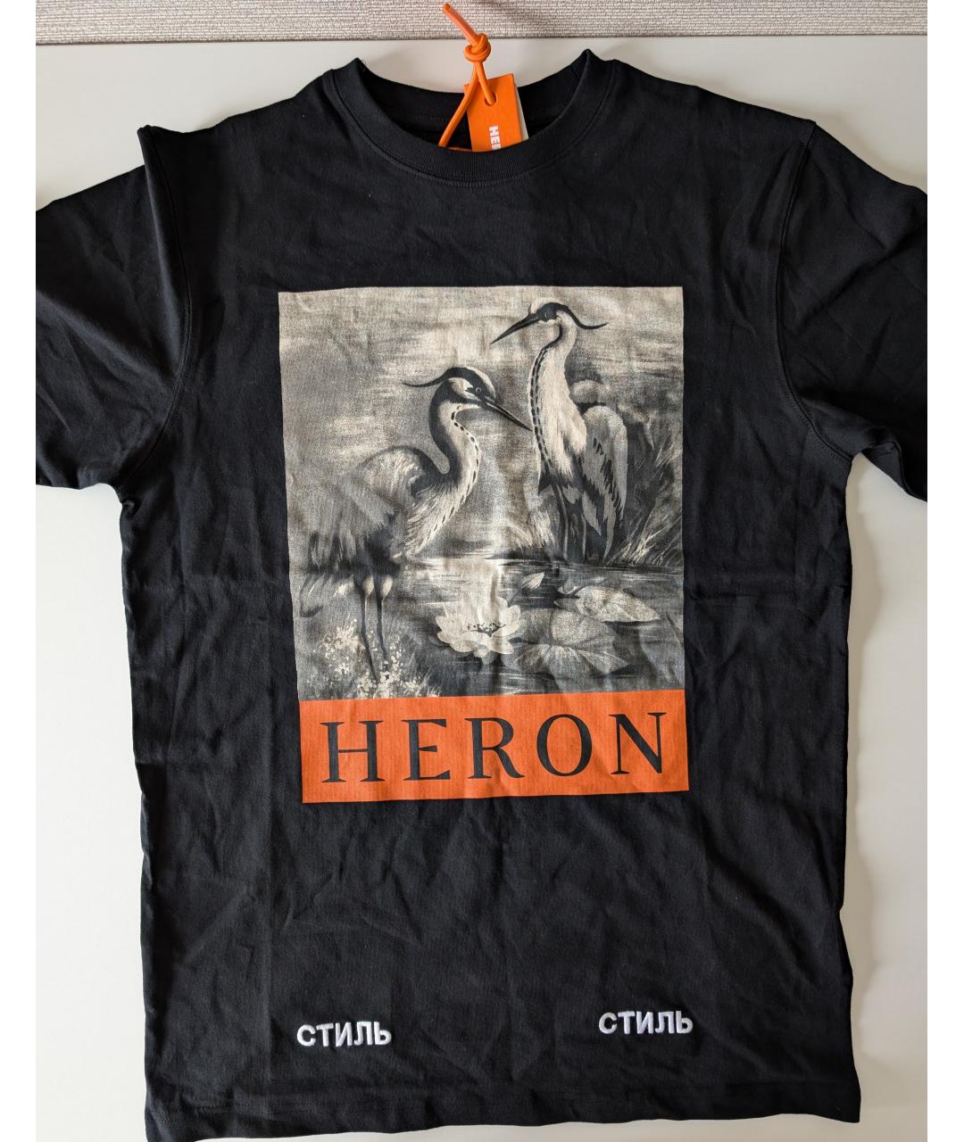 HERON PRESTON Черная хлопковая футболка, фото 2