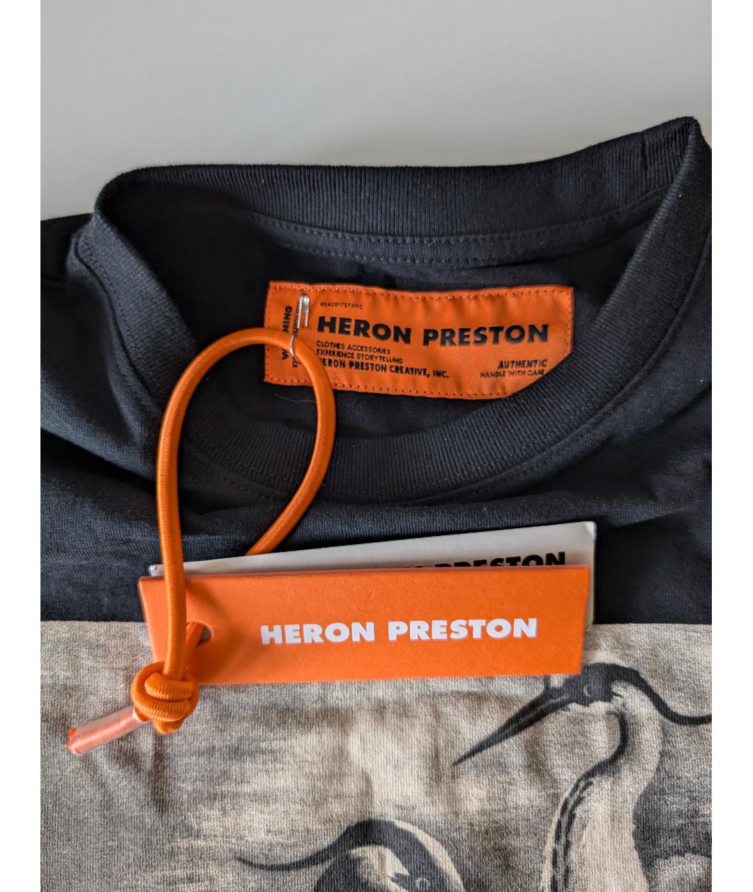 HERON PRESTON Черная хлопковая футболка, фото 4