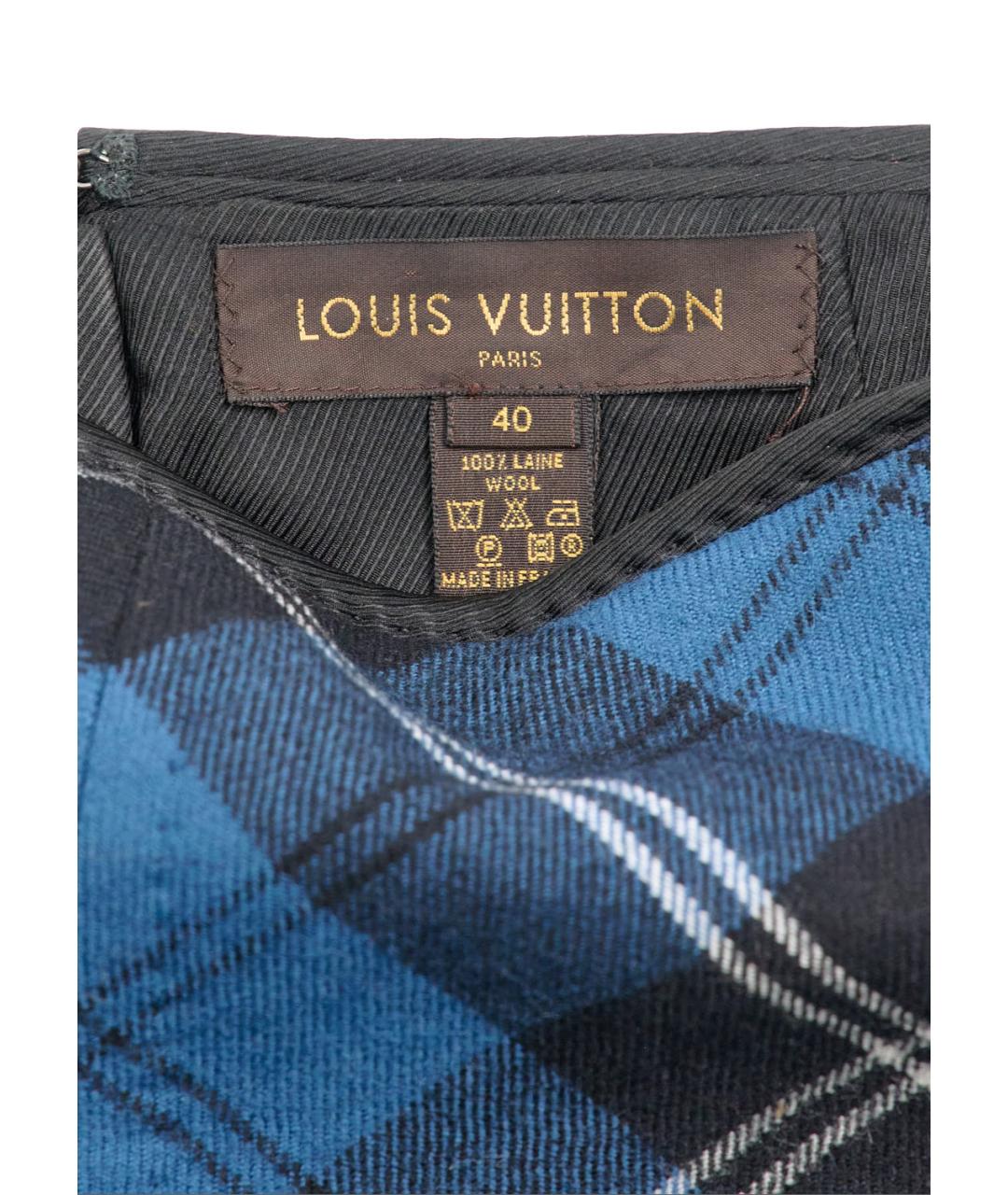 LOUIS VUITTON Синяя шерстяная юбка миди, фото 3