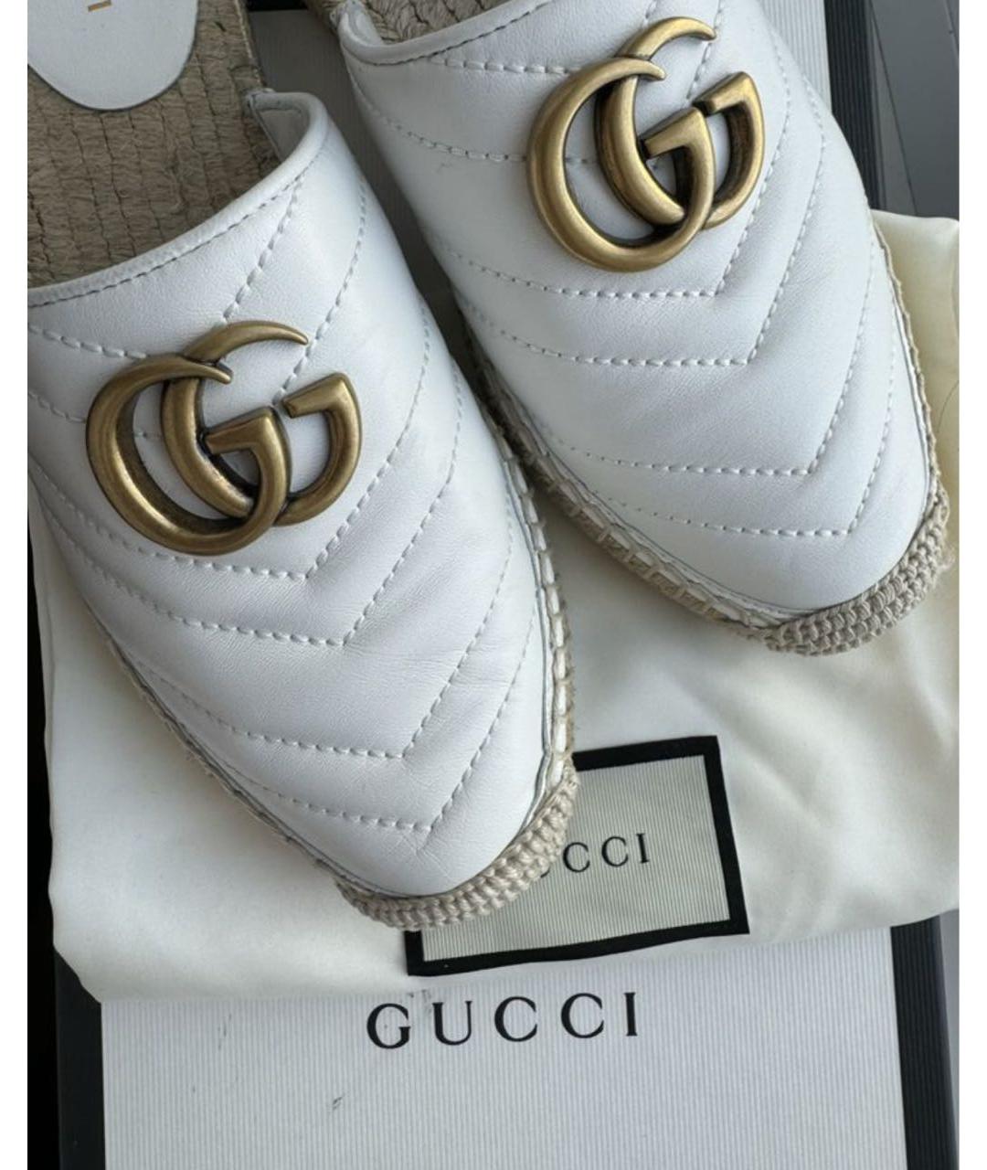 GUCCI Белые кожаные сабо, фото 4