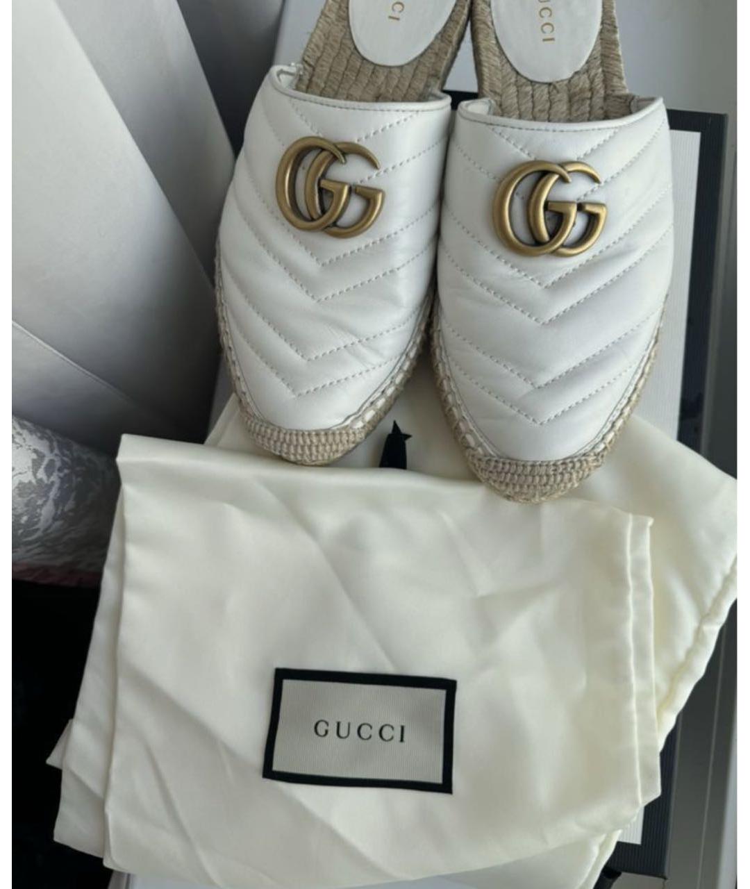 GUCCI Белые кожаные сабо, фото 2