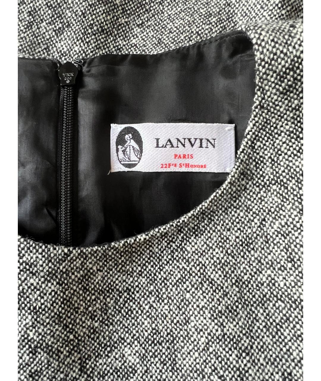 LANVIN Серое шерстяное повседневное платье, фото 5