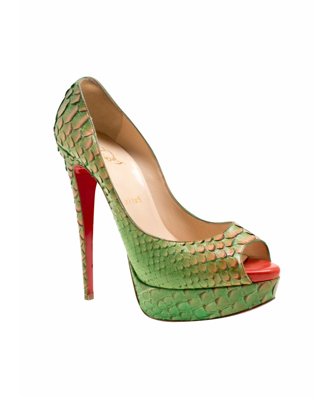 CHRISTIAN LOUBOUTIN Зеленые туфли из экзотической кожи, фото 1