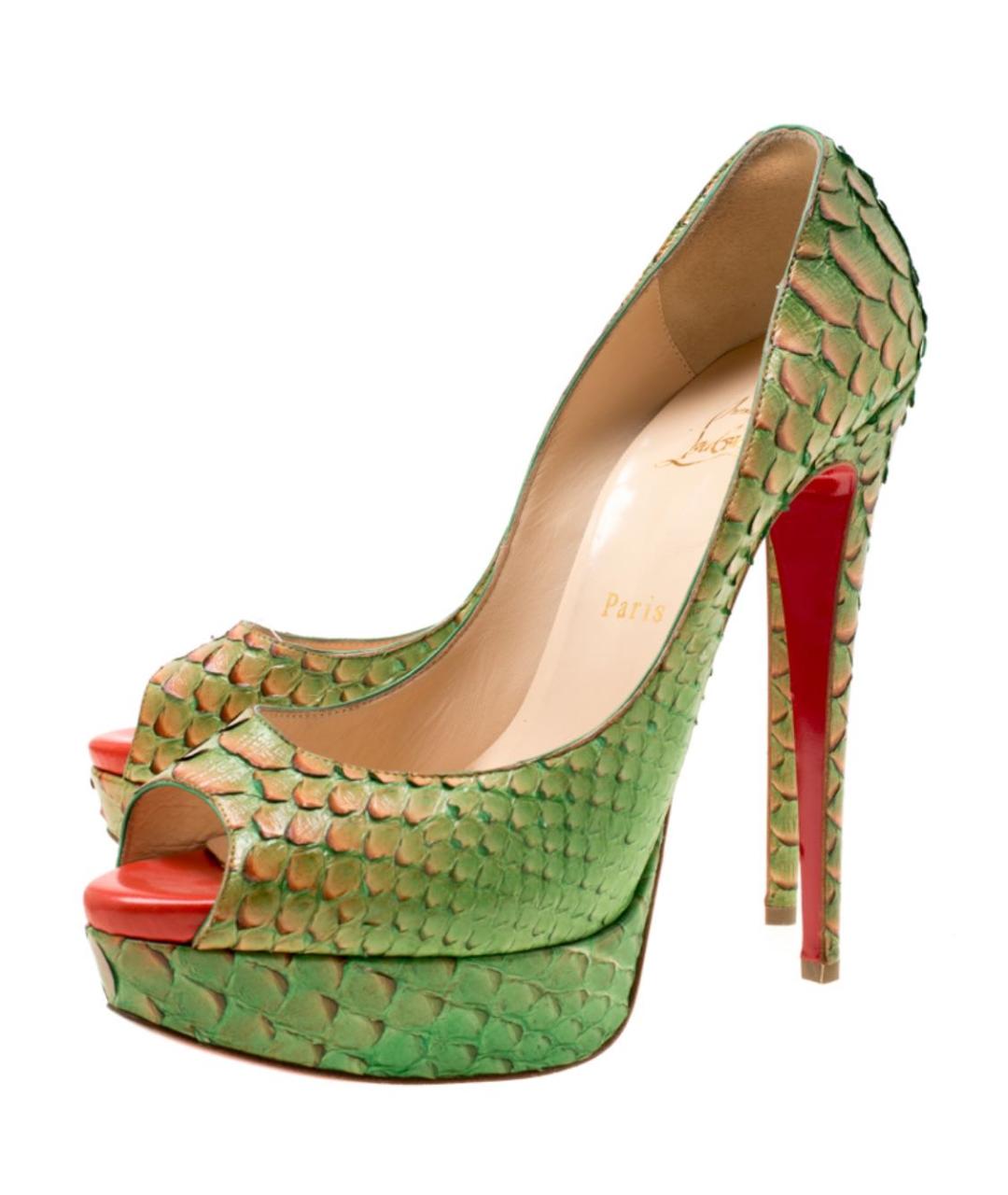 CHRISTIAN LOUBOUTIN Зеленые туфли из экзотической кожи, фото 7