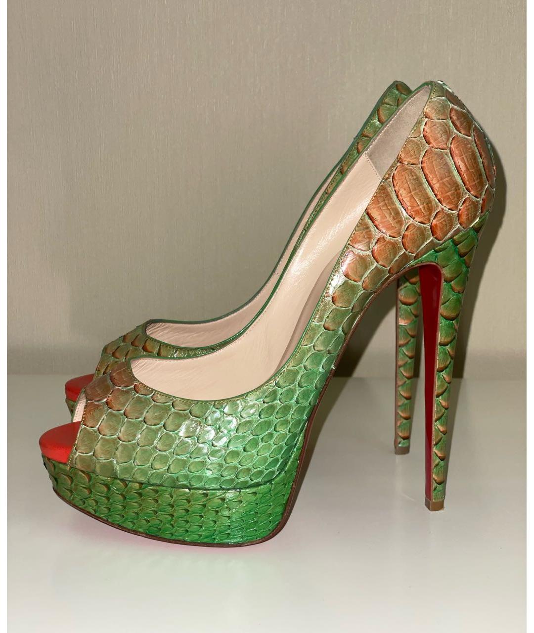 CHRISTIAN LOUBOUTIN Зеленые туфли из экзотической кожи, фото 3