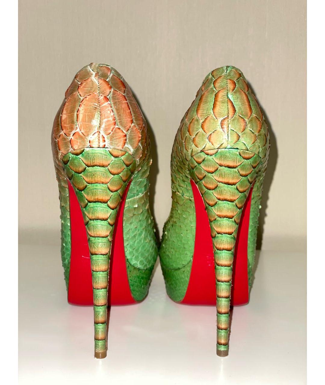 CHRISTIAN LOUBOUTIN Зеленые туфли из экзотической кожи, фото 5