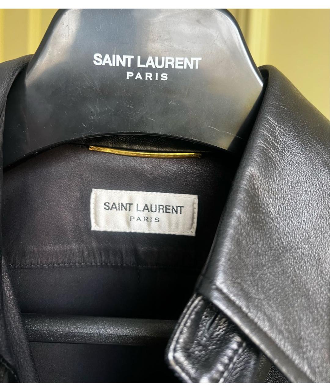 SAINT LAURENT Черная кожаная рубашка, фото 4